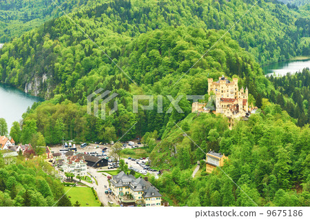 Landscape with castle of Hohenschwangau in Germany 9675186