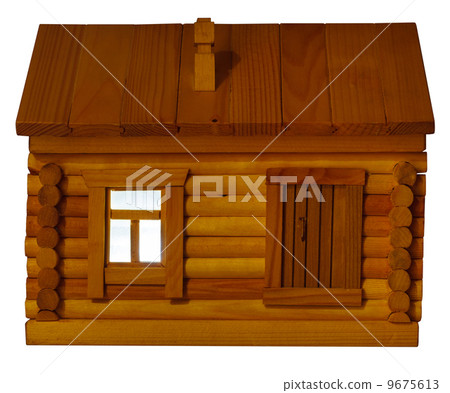 front view of wooden log house at night front view of wooden log house at night 9675613