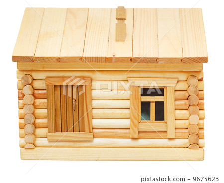 front view of wooden log house 9675623