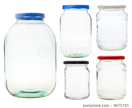 set of closed glass jars isolated on white set of closed glass jars isolated on white 9675785