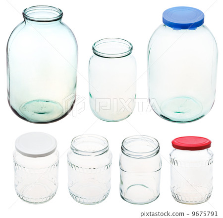 set of different size glass jars isolated set of different size glass jars isolated 9675791
