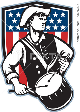 American Patriot Drummer With Flag 9676024