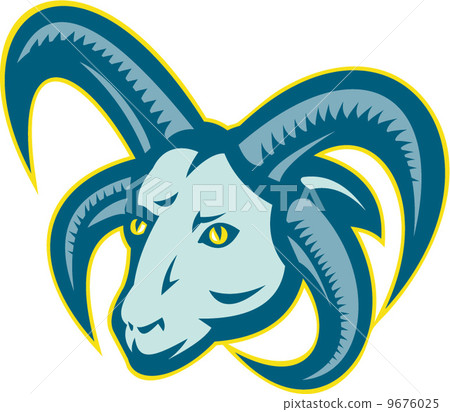 Manx Loaghtan Sheep Ram Head Mascot 9676025
