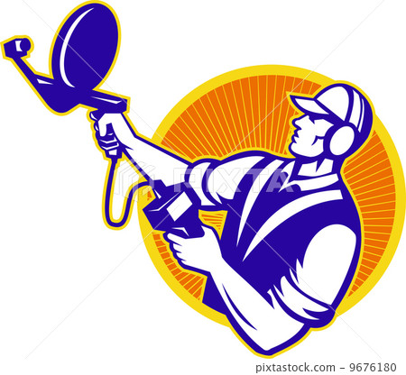 Engineer Technician With Ultrasound Sonar Dish Engineer Technician With Ultrasound Sonar Dish 9676180