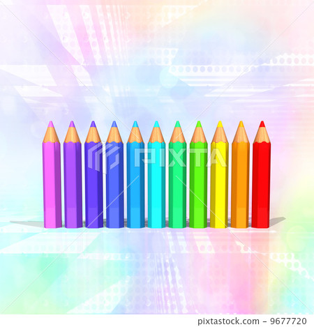 Rainbow color pencils, Stock image