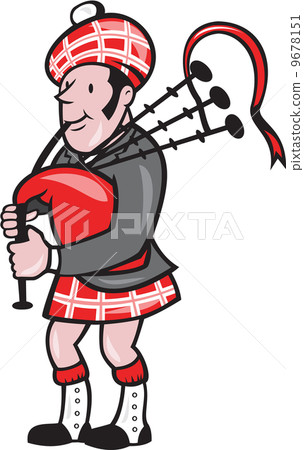 Scotsman Bagpiper Bagpipes Cartoon 9678151