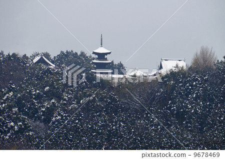 [Chugoku 33 Kannon Sacred Ground] No. 2 Snow on Risshakuji Temple, Setouchi City, Okayama Prefecture 9678469