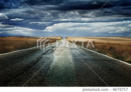 Old dramatic asphalt road 9678757
