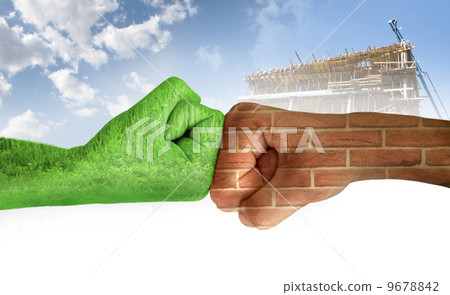 Two hands against each other. Ecology 9678842