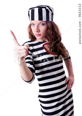 Convict criminal in striped uniform Convict criminal in striped uniform 9681018