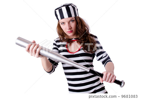 Convict criminal in striped uniform 9681083