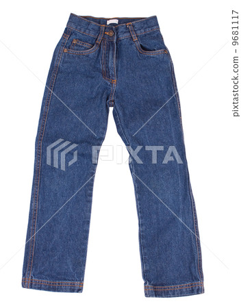 Child blue jeans isolated on white background Child blue jeans isolated on white background 9681117