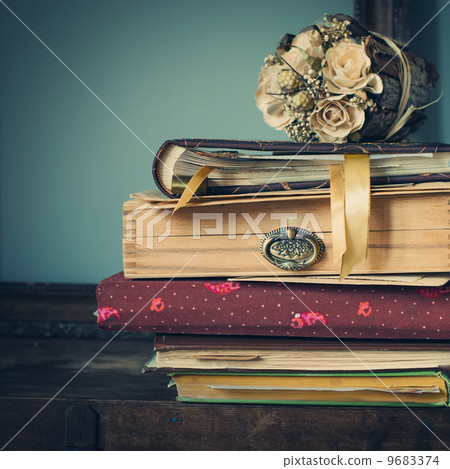 Vintage Albums with Photos of Memories, toned image Vintage Albums with Photos of Memories, toned image 9683374