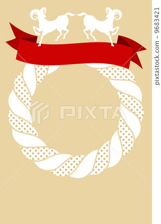 綿羊和楣石米黃背景 9683421