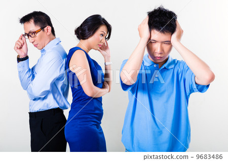 Young Chinese boy suffering from parents divorce Young Chinese boy suffering from parents divorce 9683486