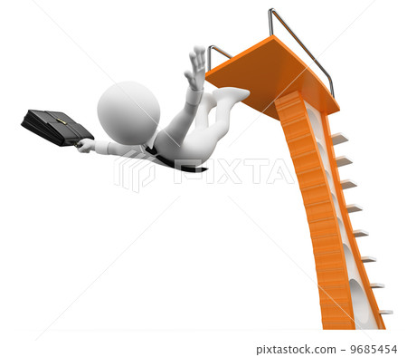 3D white people. Take risks in business metaphor 9685454