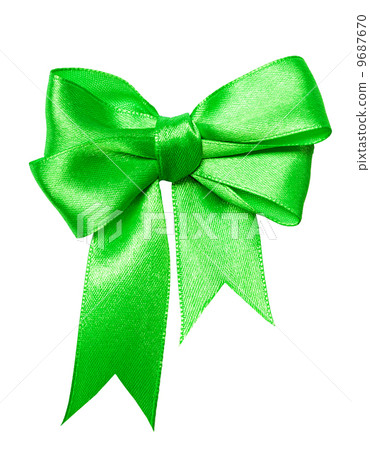 green bow, ribbon isolated on white 9687670