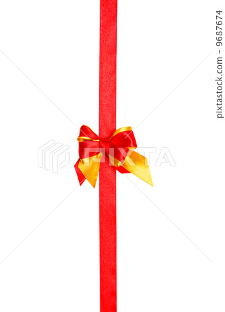 red, yellow bow, ribbon isolated on white red, yellow bow, ribbon isolated on white 9687674