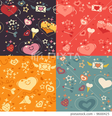 Four Valentines hearts patterns Four Valentines hearts patterns 9688425