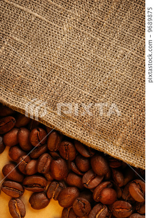 Coffee beans with sack 9689875