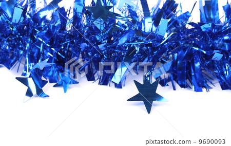 Christmas blue tinsel with stars. 9690093