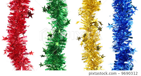 Christmas tinsel with stars collage. 9690312