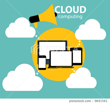 Cloud Computing Concept on Different Electronic Devices. Vector  9691561