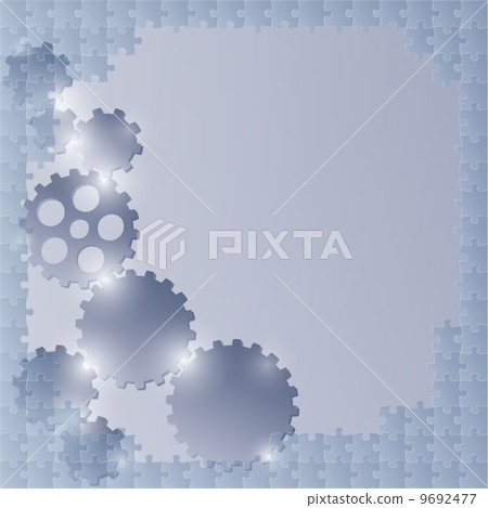 blue background with puzzle and cog wheels 9692477