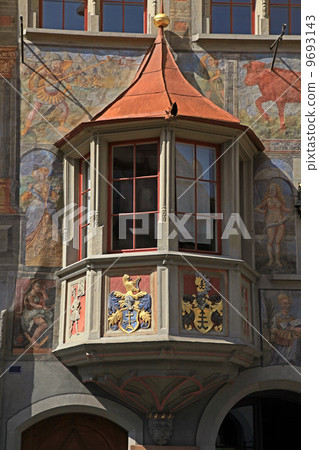 Medieval balcony in Stein am Rhein, Switzerland. Medieval balcony in Stein am Rhein, Switzerland. 9693143