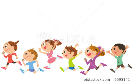 Running, children - Stock Illustration [9695141] - PIXTA