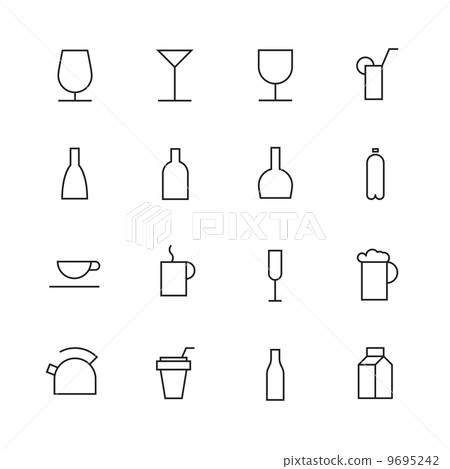 Thin Line Icons For Drinks - Stock Illustration [9695242] - PIXTA