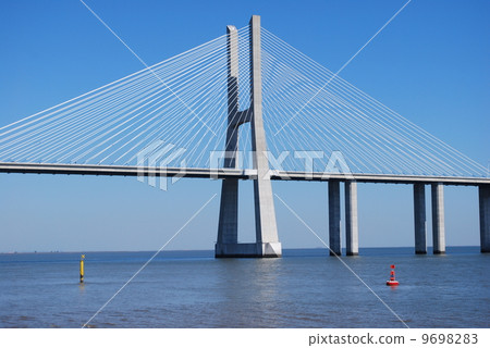 Vasco da Gama Bridge over River Tagus in Lisbon Vasco da Gama Bridge over River Tagus in Lisbon 9698283