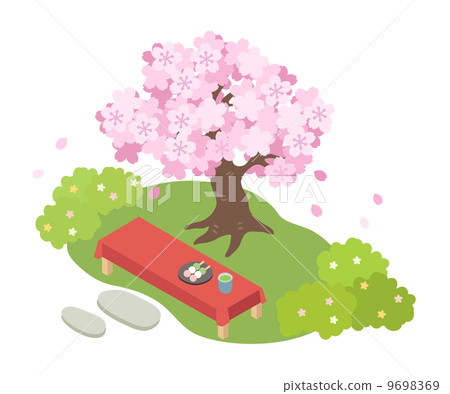 Cherry blossoms and benches (floor plan) 9698369