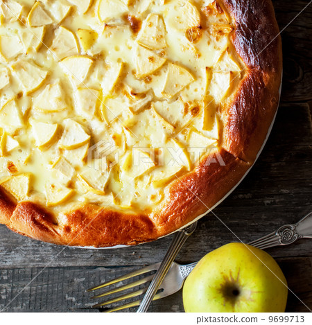 Open Apple Pie with eggs, square image Open Apple Pie with eggs, square image 9699713