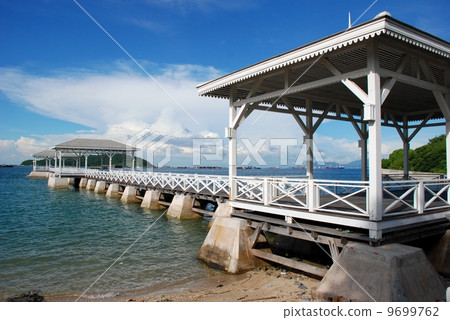 Waterfront pavilion of Seechang Island, Chonburi, Thailand Waterfront pavilion of Seechang Island, Chonburi, Thailand 9699762
