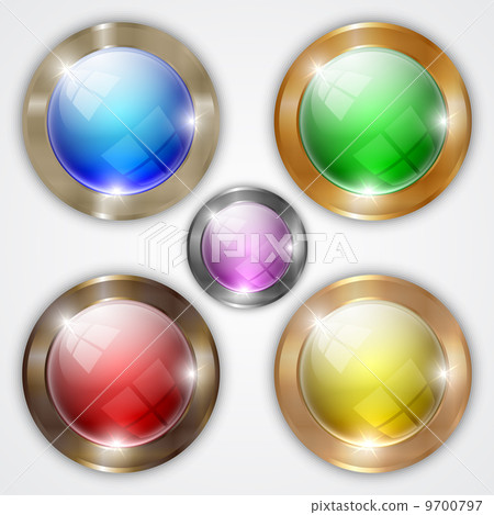 Vector set of glossy colorful round buttons... - Stock Illustration ...