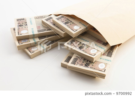 A bill of 10,000 yen into a bag A bill of 10,000 yen into a bag 9700992