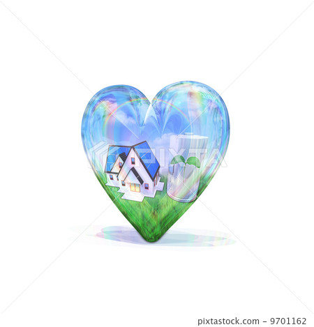 Heart shaped package / Eco house and young... - Stock Illustration ...