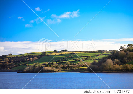 beautiful irish landscape green meadows at the river Co.Cork, Ireland. beautiful irish landscape green meadows at the river Co.Cork, Ireland. 9701772