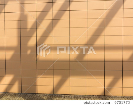 Shadows on orange tiled wall background. Blank copyspace. Real. Shadows on orange tiled wall background. Blank copyspace. Real. 9701773