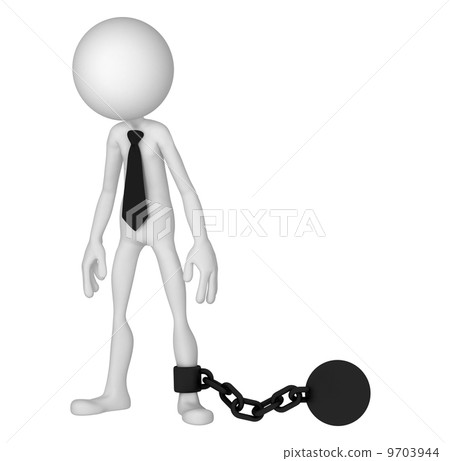 3D Businessman with a chain ball. Business crime concept 9703944