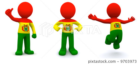 3d character textured with flag of Bolivia 9703973