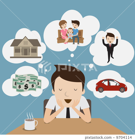 Businessman with dream at coffee break. Cartoon Vector. 9704114