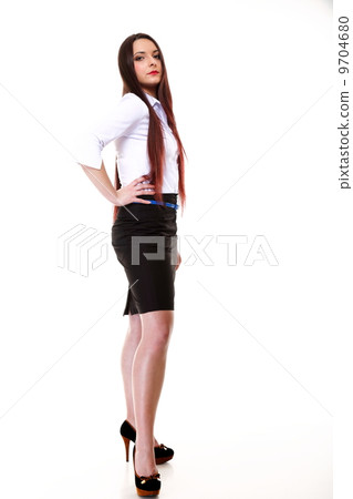 Woman straight long hair make-up posing 9704680