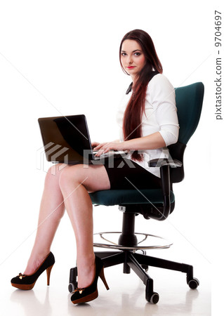 business woman working on computer isolated business woman working on computer isolated 9704697