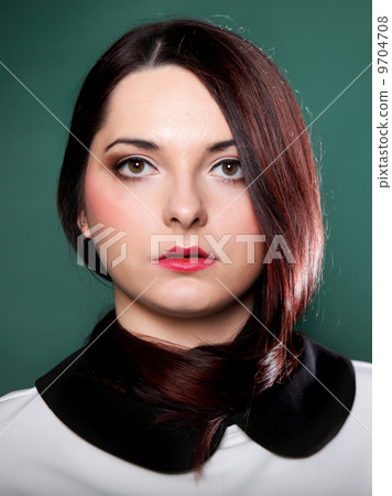 Woman portrait long hair around her neck Woman portrait long hair around her neck 9704708