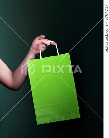 Female hand holding paper shopping bag 9704717