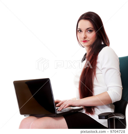 business woman working on computer isolated 9704728