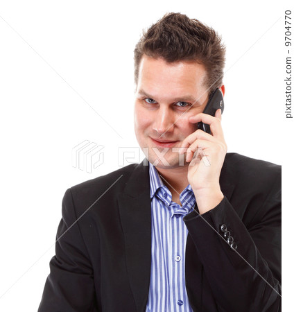 businessman talking on mobile phone isolated 9704770
