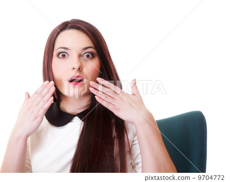 bright picture of surprised woman face over white 9704772